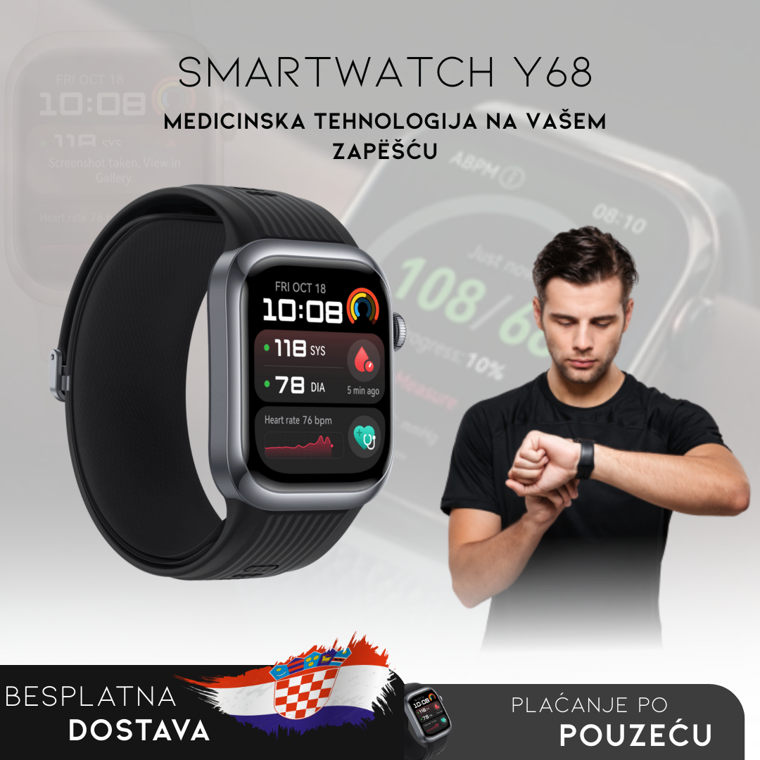 SmartWatch Y68 - Pametni sat za mjerenje šećera u krvi